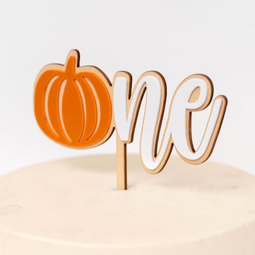 Pumpkin First Birthday Cake Topper - Wooden Pumpkin ONE Celebration Decor