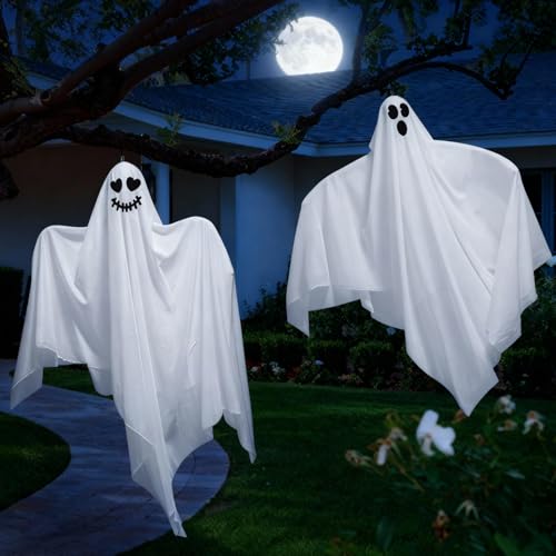 Halloween Hanging Ghost Decorations Set - 31.5 Inches, Outdoor & Indoor Spooky Decor