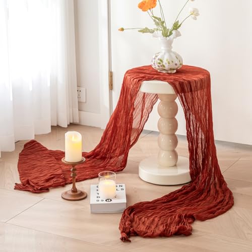 Terracotta Cheesecloth Table Runner 10ft Rustic Wedding Party Home Decor - 1pc