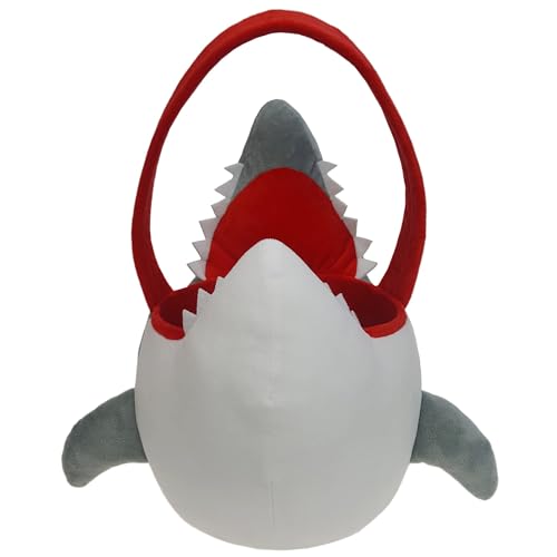 Halloween Plush Shark Trick or Treat Bag - Cute Animal Candy Basket for Kids & Parties