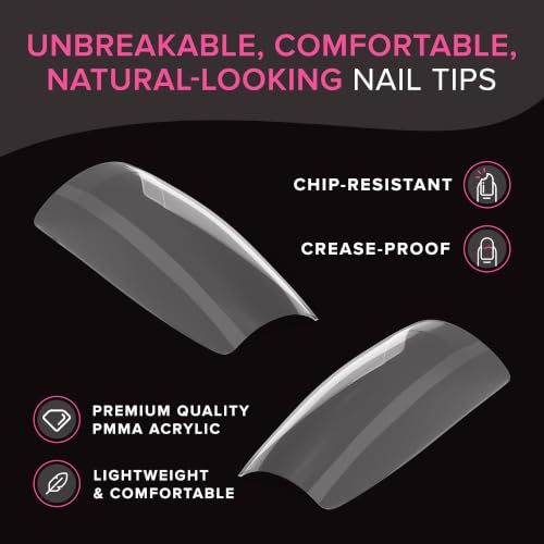 Clear Nail Tips for Gel & Acrylic Nails - 500 Pieces, 10 Sizes