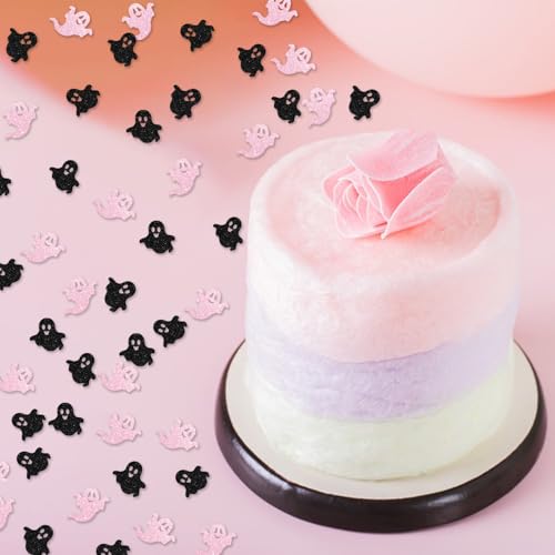 Halloween Confetti Set - Little Boo Ghost Paper Scatter in Black & Pink - 120pcs