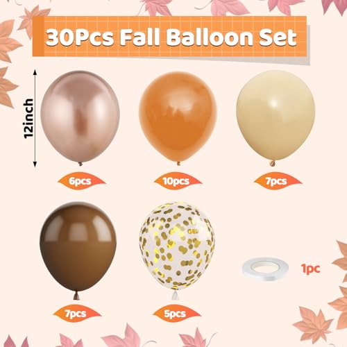 Orange Fall Balloons Set for Autumn Birthday & Wedding Decorations
