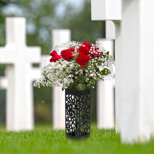 Cemetery Vase with Spike - Durable Plastic Flower Holder for Gravesite & Memorials