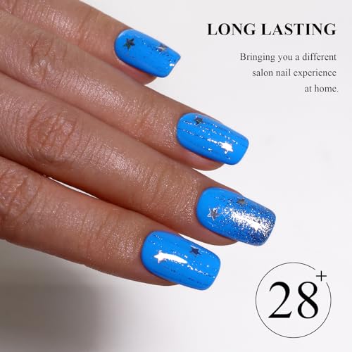 Bright Blue Gel Nail Polish 10ML - Vivid Sky Blue, Long Lasting, High Gloss, UV/LED Cure