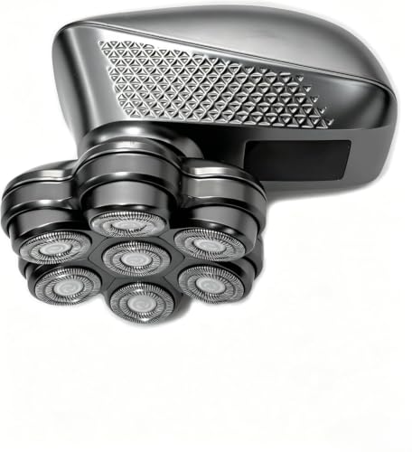 7D Rotary Bald Head Shaver for Men - Waterproof Electric Razor with LED Battery Display - Dark Silver