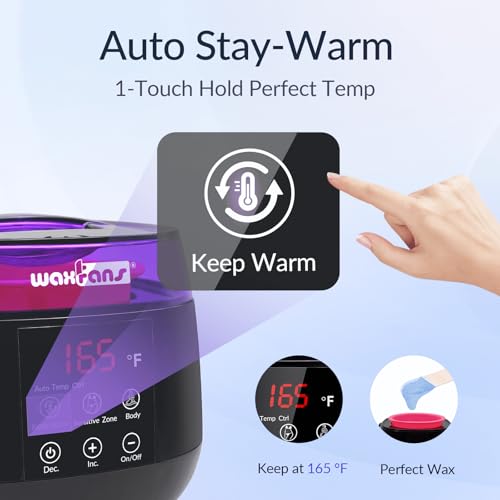 Safe At-Home Waxing Kit for Women– SmartTemp Technology Wax Kit for Hair Removal, 3 Auto Modes (Facial/Bikini/Body),Burn-Free Wax Kit for Sensitive Skin Brazilian Bikini Leg Eyebrow Full Body