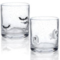 Halloween Ghost Bat Juice Glass Set - 14oz Spooky Cute Cocktail Cups with Variation Black/White