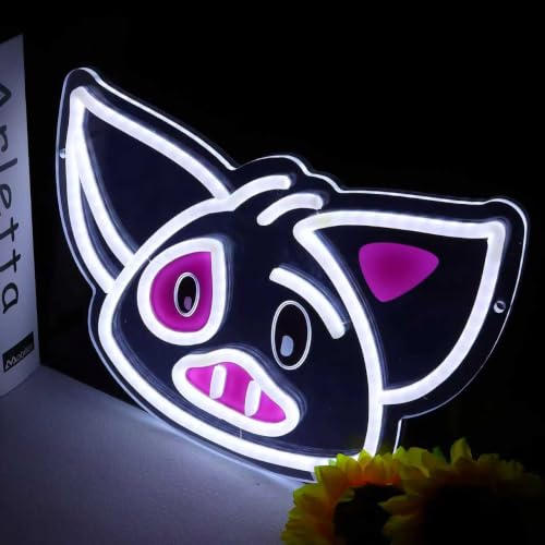 White Cute Pig Neon Sign LED Wall Light for Bedroom & Kids Room Decor - XiaoZhu Variation