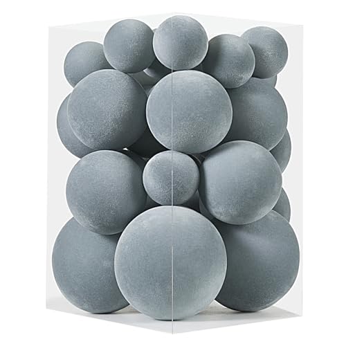 Velvet Christmas Ornaments Set 38Pcs Flocked Shatterproof Holiday Decorations - Gray Blue