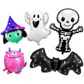 Halloween Foil Balloon Set - Cute Ghost Skeleton Witch Bat Monster Party Decorations