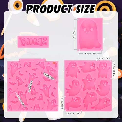 Halloween Ghost Silicone Molds - 4 Pack for Cake, Candy, Chocolate & Crafts