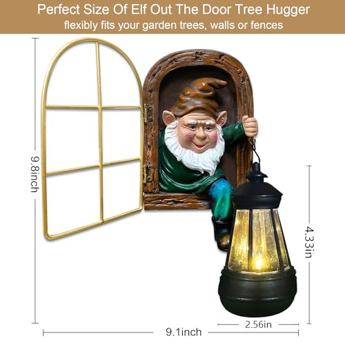 Solar Gnome Garden Decor - Tree Face Gnome Halloween Fairy Yard Art with Lantern