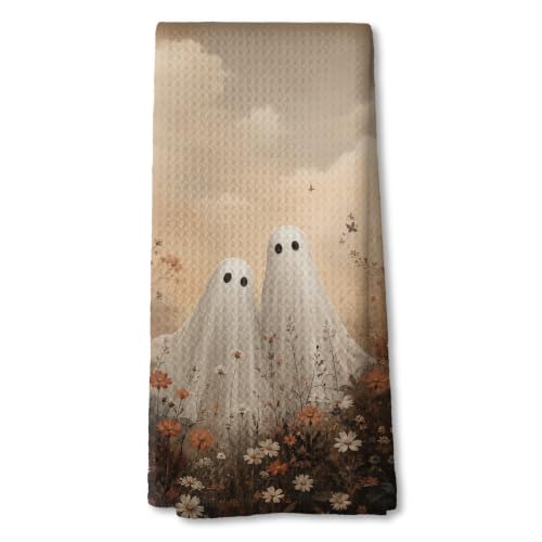 Halloween Wildflower Ghost Kitchen Towels - 22 Color Variations 16x24 Inches