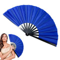 Blue 13-Inch Large Foldable Rave Fan for Line Dancing and Events
