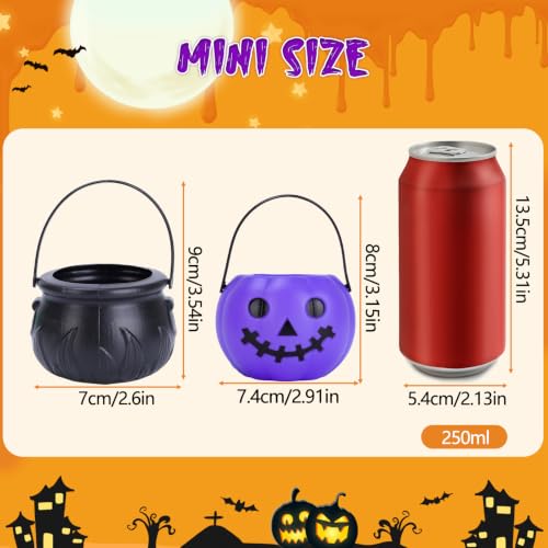 24PCS Halloween Mini Candy Buckets Set - Skull Pumpkin Ghost Novelty Decorations