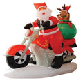 6 FT Outdoor Inflatable Santa Claus & Reindeer on Motorcycle - Weather-Resistant Holiday Decor