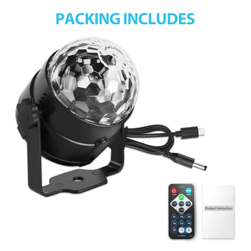Disco Ball DJ Party Lights 7 Modes Sound Activated with Remote Control - 1 Pack