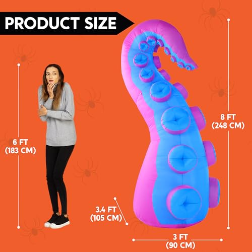 8ft Inflatable Octopus Tentacles Halloween Yard Decor with Built-in LEDs