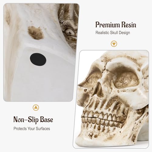 White Resin Skull Statue for Home Decor Gothic Halloween Ornament