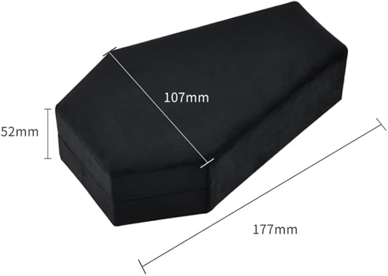 Velvet Coffin Jewelry Travel Case Holder for Gothic Wedding Jewelry Organizer - Black 4 Grid