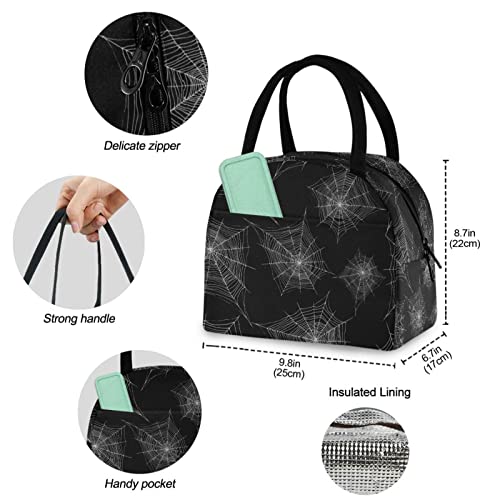 Spider Web Halloween Insulated Cooler Lunch Tote Bag - Black, Web Design