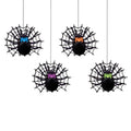Halloween Hanging Spider Decorations Set - 4 Pcs, 3D Honeycomb Design, Adorable Spooky-Cute Faces, A19 Variation