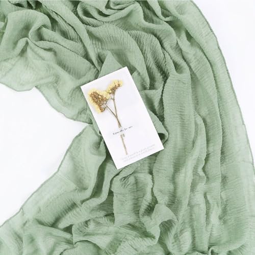Sage Green Cheesecloth Table Runner 10ft - Rustic Boho Wedding & Party Decor