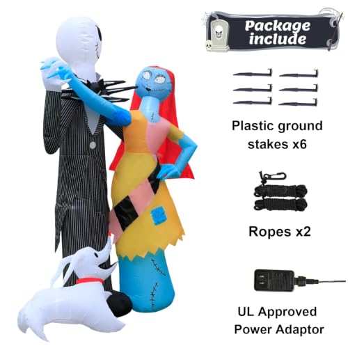 Inflatable Halloween Skeleton Couple & Dog Yard Decor with LED Lights - 6Ft