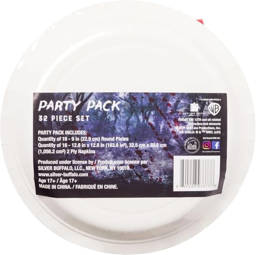 Friday the 13th Party Pack - 32 Pack Plates & Napkins - Bloody Horror Design