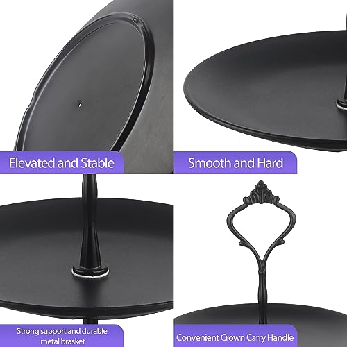 Black Tiered Dessert Serving Tray for Kid's Parties 3-Tier Cupcake Stand