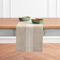 Linen Table Runner 14x120 Inches - White & Natural Striped, Handcrafted