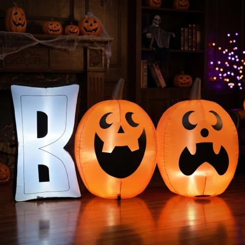 Halloween 6ft Pumpkin Inflatable Decoration - Boo Pumpkin Variation