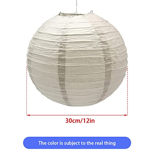Grey Paper Lanterns 3-Pack - 12 Inch Decorative Round Chinese Party Lanterns for Wedding & Celebration