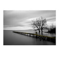 Lake Trees Canvas Wall Art - 36x24 Inch Modern Minimalist Landscape Painting for Living Room Bedroom Office Decor Variation of Lake Trees