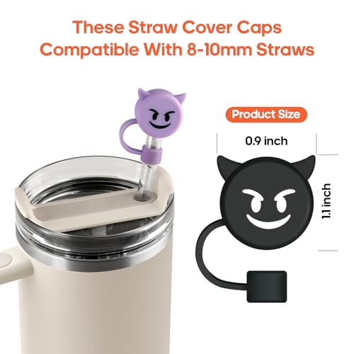 Halloween Silicone Straw Cover Cap for Stanley Cup - Multicolor-1, Reusable Dust-Proof 4-Pack