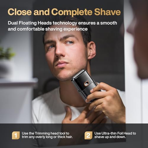 Electric Foil Shavers for Men, Mini Electric Razor for Face, IPX7 Waterproof Cordless Razor with LED Display & Fast Charge, Micro-Comb Technology & Precision Blades