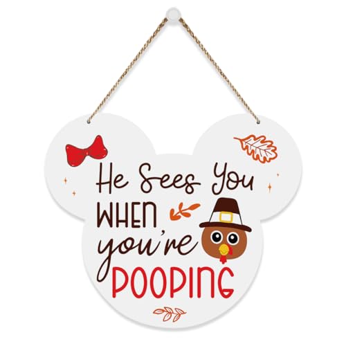Thanksgiving Bathroom Sign - He Sees You When You're Pooping - Fall Decor - Thankful Variation
