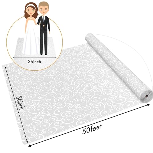 Vine White Aisle Runner for Wedding Ceremony 3x50Feet - Indoor & Outdoor Church Decorations