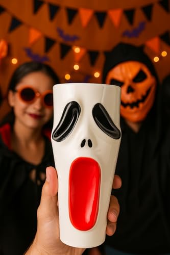 Halloween Ghost Mug – 11.8 oz Ceramic Tiki Cup for Coffee, Tea & Party Drinks