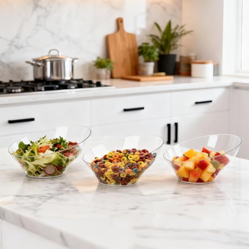 20 Oz Clear Plastic Party Bowls - Pack of 20, Food-Grade, Reusable & Disposable