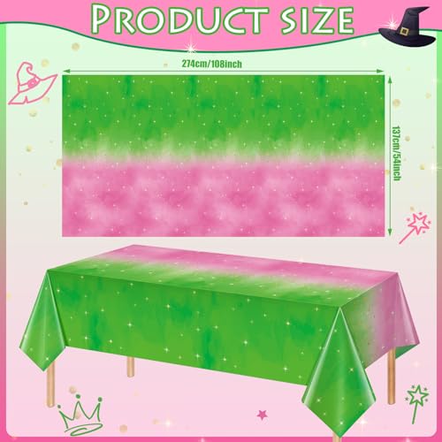 3pcs Witch Party Tablecloths 54x108 Inches Pink Green Disposable Rectangle Cover Set