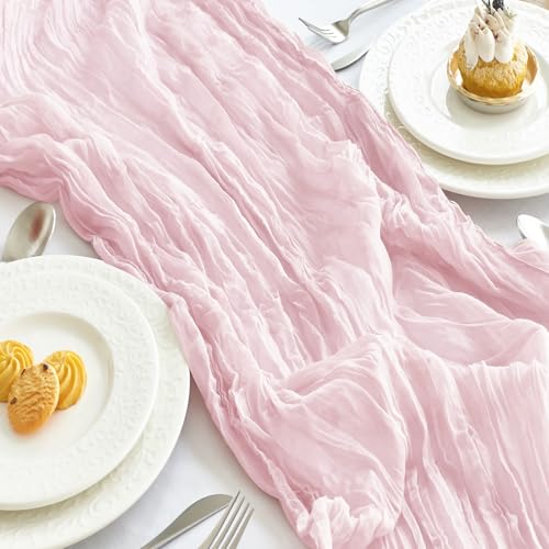 Pink Cheesecloth Table Runner 10 Pack - 10ft Rustic Wedding Party Home Decor