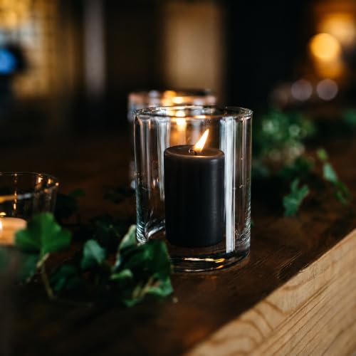 Black Votive Candles 24 Pack - 12 Hour Unscented Tea Lights for Weddings Parties Halloween