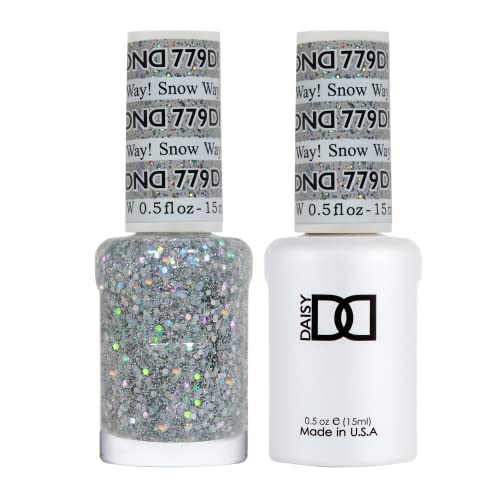 DND Gel Nail Polish Duo Snow Way! Iridescent Silver Glitter Set - 0.5 Fl Oz