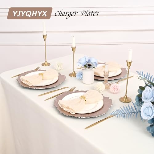 50 Pack Rose Gold Charger Plates 13 Inch Reef Decor Bulk for Weddings & Events