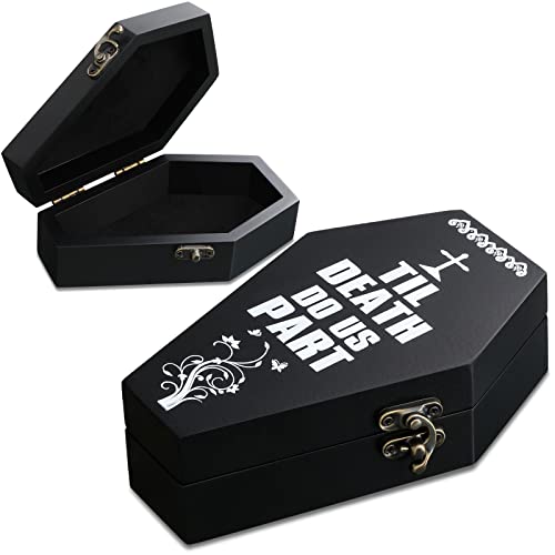 Halloween Wooden Coffin Ring Box Black Gothic Wedding Decor - Bearer Gift