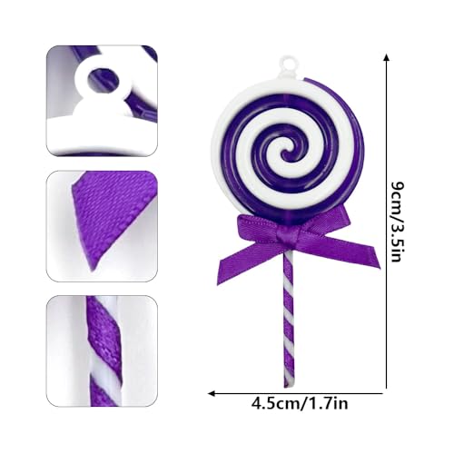 Purple Candy Cane Christmas Ornaments - 12 Pack Plastic Holiday Decorations