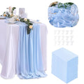 Blue Chiffon Table Runner 15 Pieces 27x120 Inches for Wedding & Party Decor - QueenDream