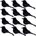 12 Pack Halloween Clip-On Black Raven Decorations - Realistic Artificial Crow Set